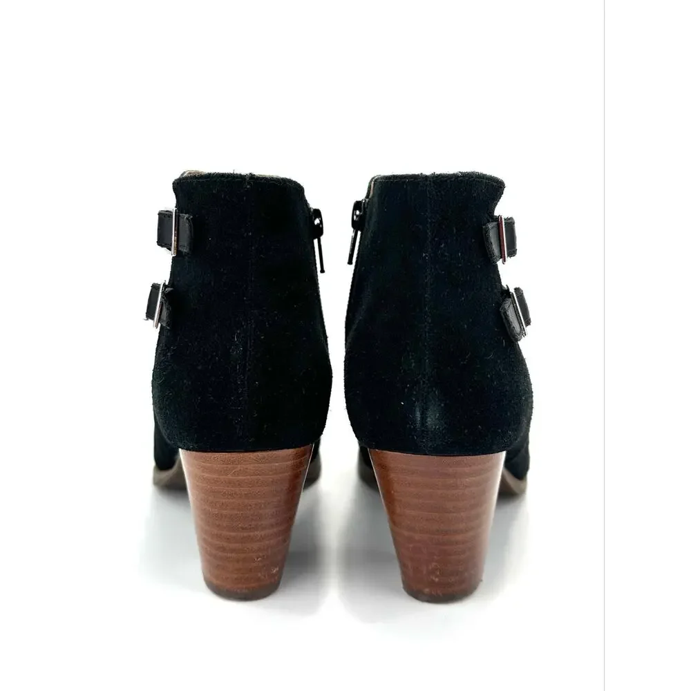 Vionic Chryssa Sandal/Bootie Size 8.5/40 Black Suede Peep/Open-Toe Ankle Boot
